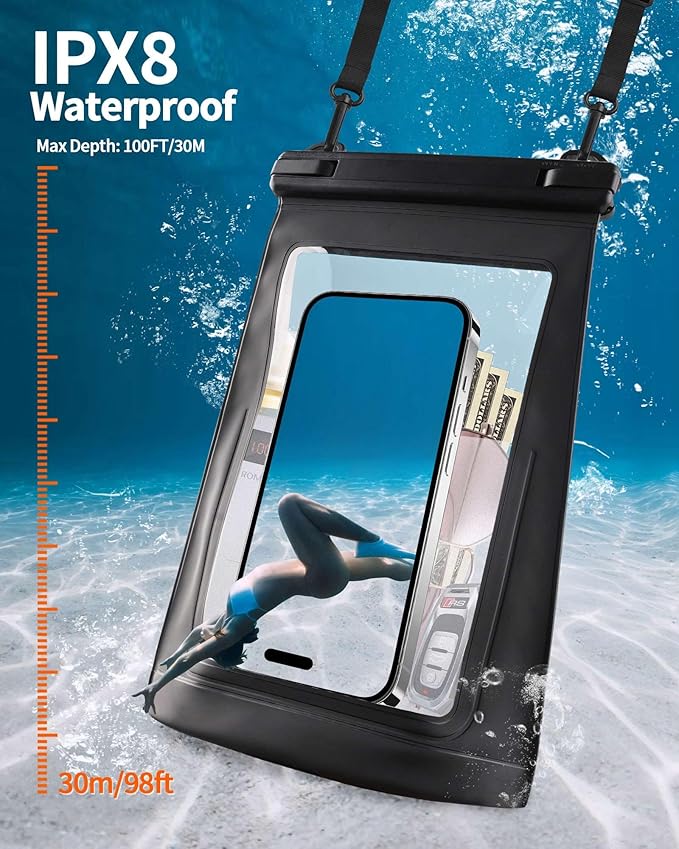 2L Waterproof Phone Pouch Floating for Cruise Essentials 2025, Cruise Ship Dry Bag for Beach Vacation Essentials, IPX8 Crossbody Bags for iPhone 16 15 14 13 12 Pro Max Galaxy Pixel - Green