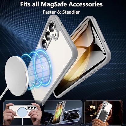 OWKEY for Galaxy S23 Case 6.1'', Magnetic Samsung Galaxy S23 Case for Magsafe with Screen Protector, [Military Grade Protection] Shockproof Phone Cover S23 Case Protective Case for Samsung S23, Gray