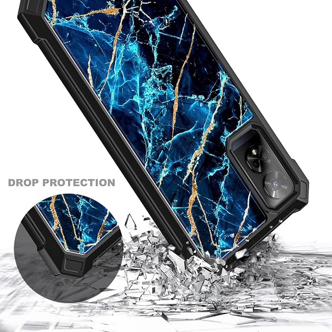 Designed for TCL 50 XE 5G Phone Case, 50 XE NXTPAPER 5G Case with Screen Protector, [Raised Corners Drop Protection] Full-Body Protective Shockproof Rugged Bumper Cover (Marble Sapphire)
