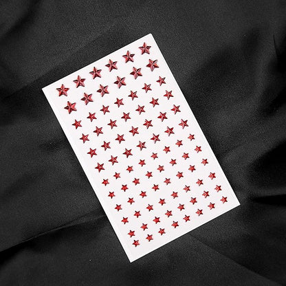 264Pcs Star Face Gems Eye Gems, Self-Adhesive Face Jewels Rhinestones 5/7/10 mm DIY Face Gems Stick on, Patriotic Makeup Gems Rave Accessories for Face Eyes Hair Makeup Body, Crafts (red-Star)