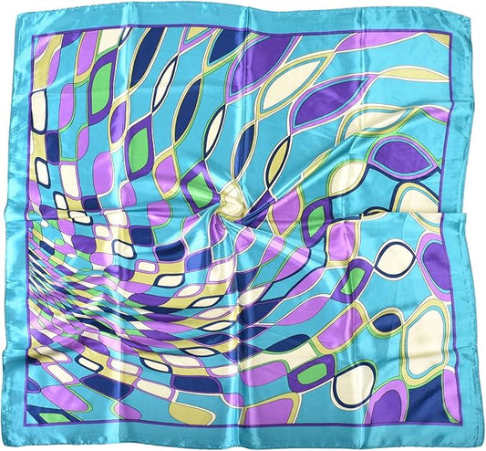 35 x 35 Women's Fashion Pattern Large Square Silk Like Hair Scarf Head Sleeping Wrap Satin Neck Bandana for Gift…