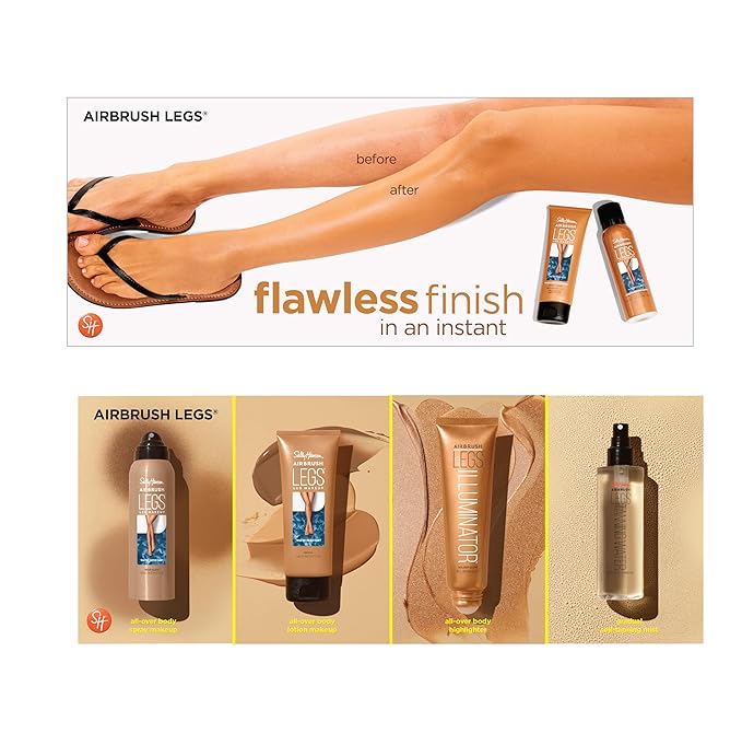 Sally Hansen Airbrush Legs®, Leg Makeup, Beige, Easy Application, Flawless Looking Legs, Water Resistant, Transfer Proof Lotion