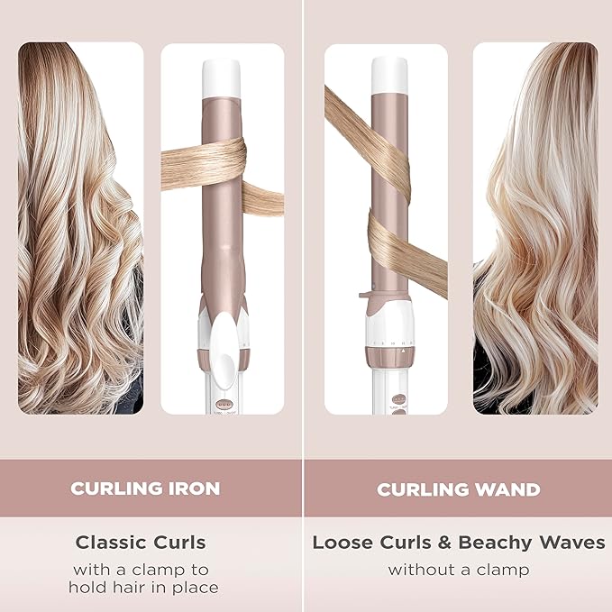 Conair Double Ceramic 1-inch Curling Wand, Straight wand produces flawless waves