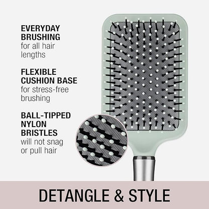Conair Velvet Touch Paddle Cushion hair brush - Detangling hairbrush - curly or straight styles - men or women - detangler - features soft touch handle - Colors at Random