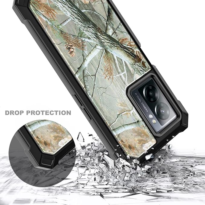 NZND Compatible with OnePlus Nord N300 5G Case with [Built-in Screen Protector], Full-Body Protective Shockproof Rugged Bumper Cover, Impact Resist Phone Case (Camo)