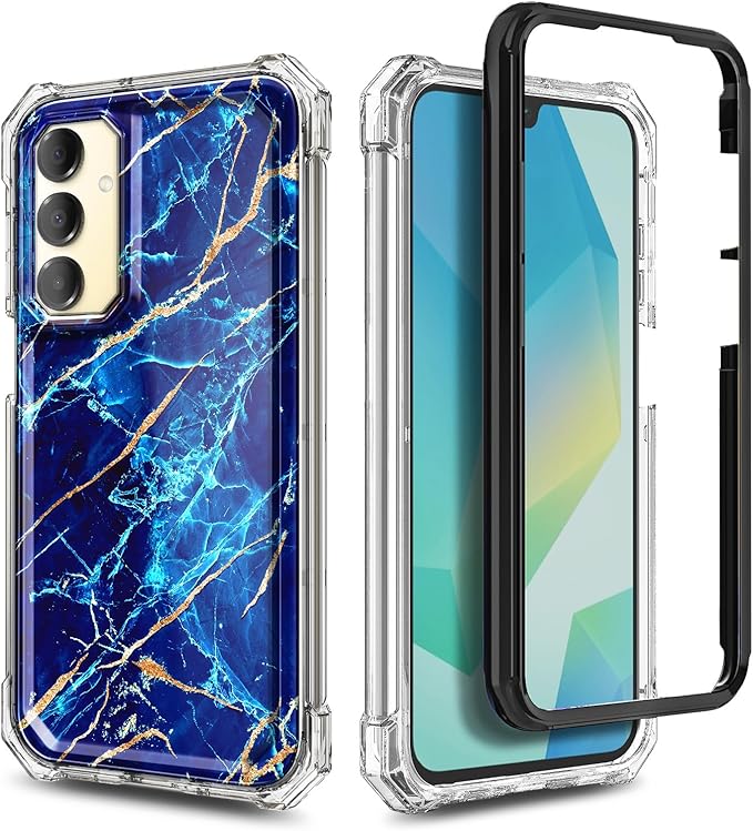Designed for Samsung Galaxy A16 5G/4G Phone Case, Magnetic Compatible with MagSafe, [Raised Corners Drop Protection] Shockproof Protective Bumper Cover (Marble Sapphire)