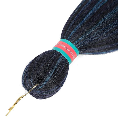 Ombre Pre stretched Braiding Hair, 36 Inch Braid Hair Extensions, 8 packs Multi Color blend braiding hair pre-stretched, Crochet Hair Braiding (36''-8 packs,1b/purple/l.blue)