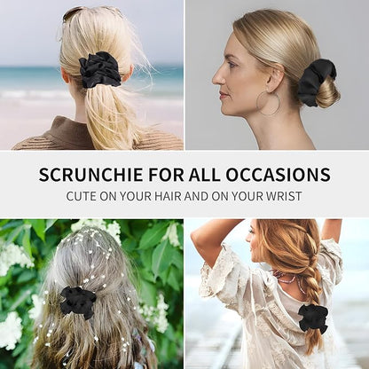5 Pcs, Black Silk Hair Scrunchies,Gifts Ideas - Mothers Day Gifts from Daughters, Funny Gifts for Mothers Day Mon Grandma Girlfriend