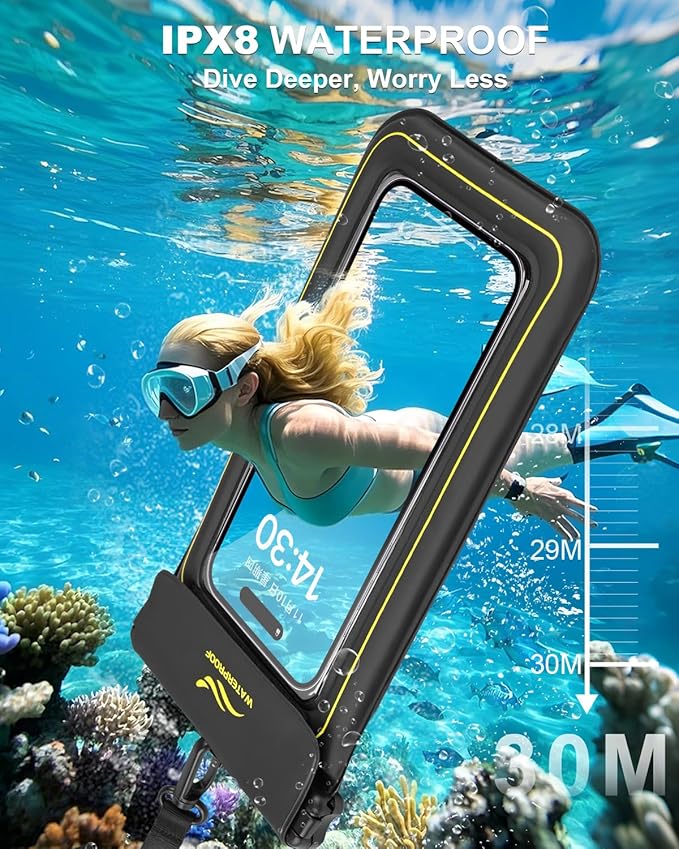 2-in-1 Waterproof Phone Pouch & Phone Armband Floating, Underwater Waterproof Phone Cases with Detachable Strap, Waterproof Bags Up to 6.7", Beach Vacation Essentials Water Park Essentials