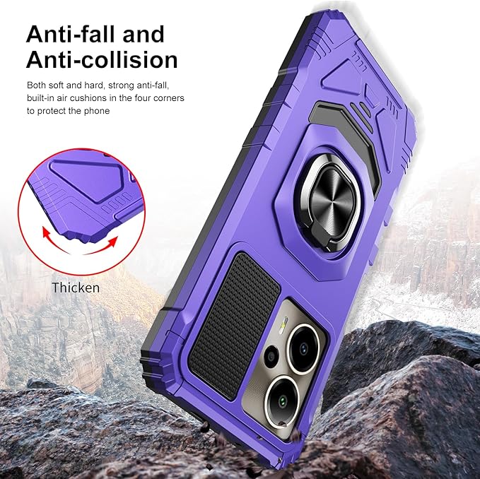 for Cricket Outlast 5G Phone Case/AT&T Motivate Pro 5G Phone Case with Screen Protector,Dual Layer Military Grade Protection with Ring Stand for Cricket Outlast 5G 2024/ATT Motivate Pro 5G Purple