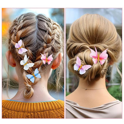 20 Pieces Butterfly Hair Accessories, Cute Butterfly Hair Clips Realistic Colorful Glitter Butterflies Clip Hheadband Net Yarn Small Butterflies Accessories Cute Headwear Gifts for Girls Women