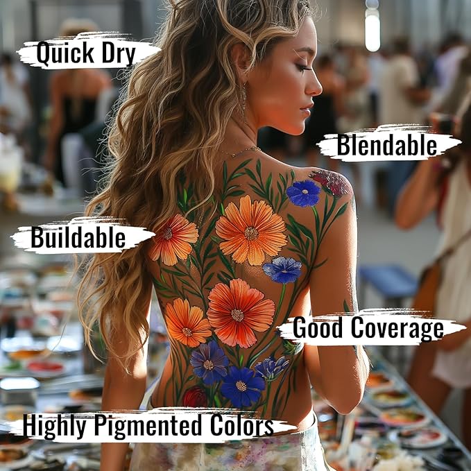 12 Colors Alcohol Activated SFX Makeup Paint Palette, Professional Waterproof Sweatproof Face and Body Paint,Long Lasting Special Effect Makeup Use for Cosplay, Theatre, Film