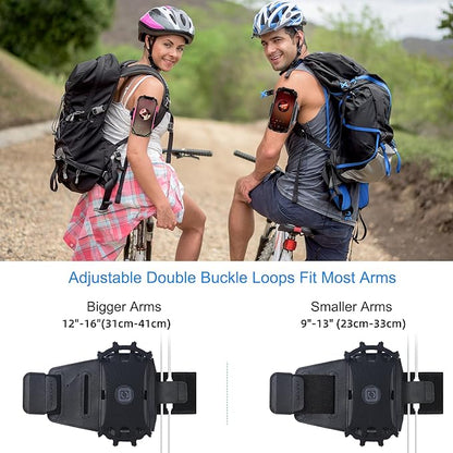 2-1 Running Armband + Bike Phone Holder : Detachable & 360° Rotatable Cell Phone Arm Bands Case Universal for iPhone 16 15 14 13 12 Pro Max Plus Samsung Galaxy S24 for Workout Exercise Sports
