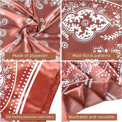 35 x 35 Women's Fashion Pattern Large Square Silk Like Hair Scarf Head Sleeping Wrap Satin Neck Bandana for Gift…