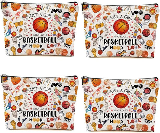 4PCS Basketball Gifts Cosmetic Bag Toiletry Bag Birthday Graduation Makeup Bags for Women Basketball Gifts for Girls Women Girlfriend Basketballs Lover Fan