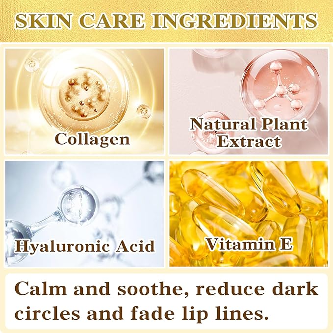 30PCS Lip Mask & Under Eye Mask, 24K Under Eye Patches for Puffy Eyes, Pink Lip Masks Skincare, Effectively Moisturizing the Lip & Eye Skin, Reducing Fine Lines & Dark Circle