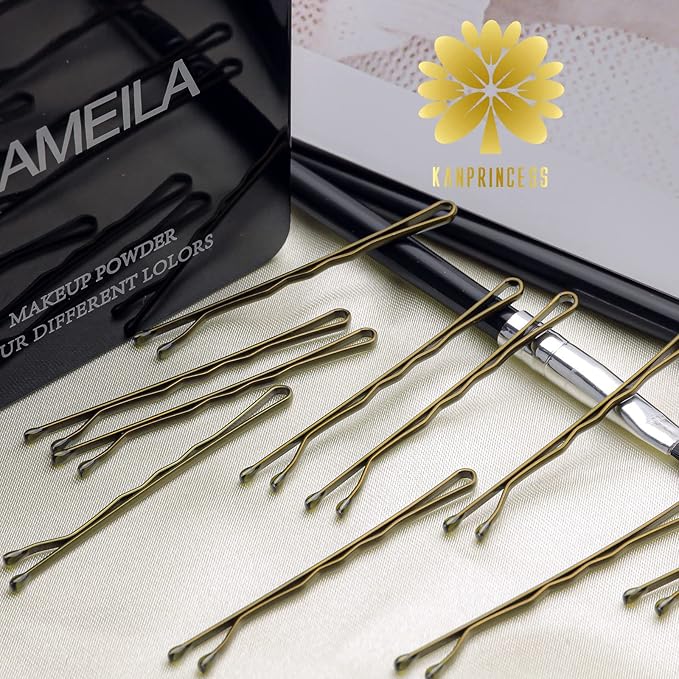 100PCS 2Inches Hair Pins Kit Hair Clips Secure Hold Bobby Pins Hair Clips for Women Girls and Hairdressing Salon With Clear Storage Box(Bronze)