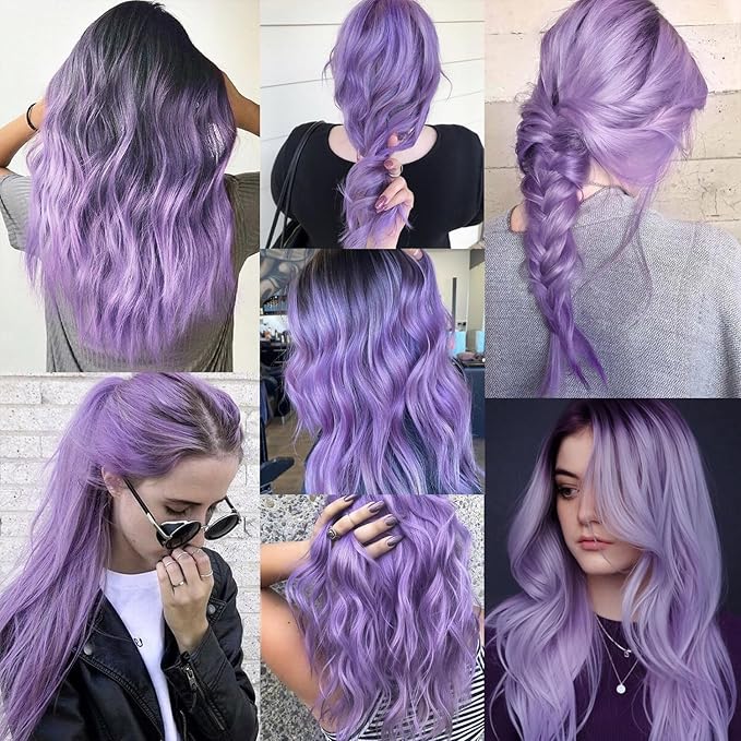22 inch Colored Hair Extensions, Multi-colors Party Highlights Clip in Synthetic Hair Extensions, Color Party Highlights Hairpieces for Girls Women(10 PCS Light Purple)
