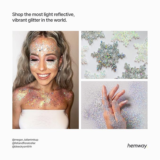 Hemway Silver Premium Glitter Multi Purpose Dust Powder 100g / 3.5oz for use with Arts & Crafts Wine Glass Decoration Weddings Cards Flowers Cosmetic Face Eye Body Nails Skin Hair