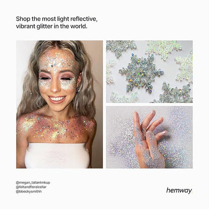 Hemway Silver Premium Glitter Multi Purpose Dust Powder 100g / 3.5oz for use with Arts & Crafts Wine Glass Decoration Weddings Cards Flowers Cosmetic Face Eye Body Nails Skin Hair