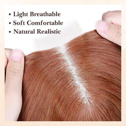 NAYOO Long Auburn Wavy Wig for Women 26 Inch Middle Part Lace Hairline Curly Wavy Wig Natural Looking Synthetic Heat Resistant Fiber Wig for Daily Party Use