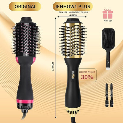 4-in-1 Hair Styler: Oval Brush Dryer and Volumizer for All Hair Types (Black Gold)