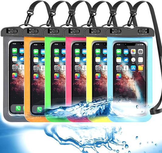 6 Pack Universal Waterproof Phone Pouch, Large Phone Waterproof Case Dry Bag IPX8 Outdoor Sports for Apple iPhone 16 15 14 13 12 11 Pro Max SE, Samsung S25 Ultra,Note,Up to 7.5"