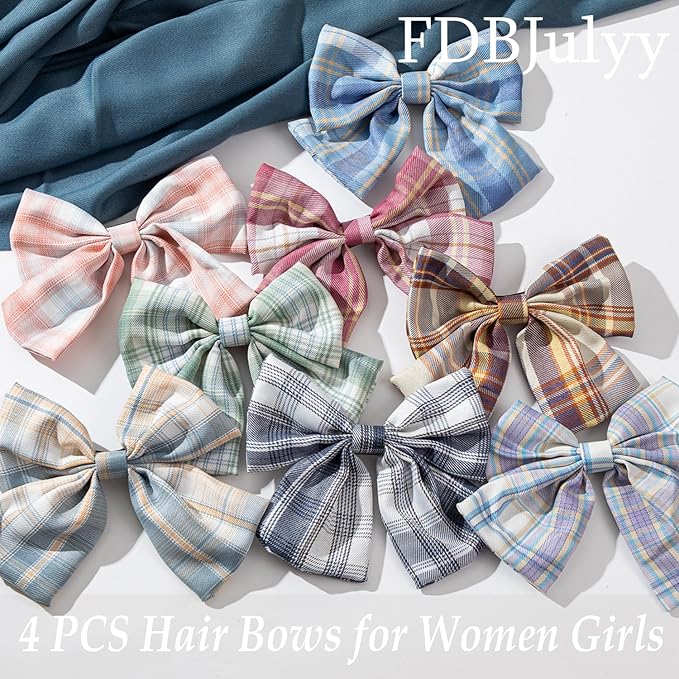8 PCS Hair Bows for Womens Girls,Bow-knot Hair Clips for Women Thick Hair & Thin Hair,Big Bows Hair Clips,Nonslip Bow Claw Clips for Womens