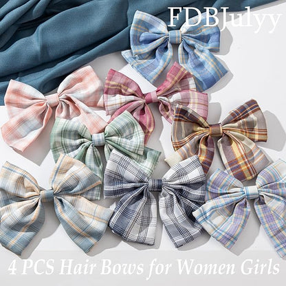 8 PCS Hair Bows for Womens Girls,Bow-knot Hair Clips for Women Thick Hair & Thin Hair,Big Bows Hair Clips,Nonslip Bow Claw Clips for Womens