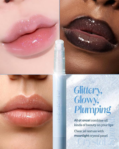 Nature Republic HONEY MELTING LIP GLITTER & PLUMPING (15 CRYSTAL SPARKLE) SOFT LIP STICK Hydrating&Moisturizing clear Gloss,Volumizing formula & Sheer tint, Shine Glimmer Finish, korean make up