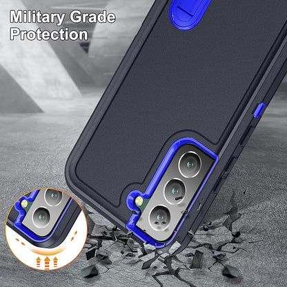 for Samsung Galaxy S22 Plus Case with Kickstand Case 3-Layer Military Grade Protective Case Cover Silicone Rugged Shockproof for Galaxy S22+ Plus Phone Case (Navy+Blue)