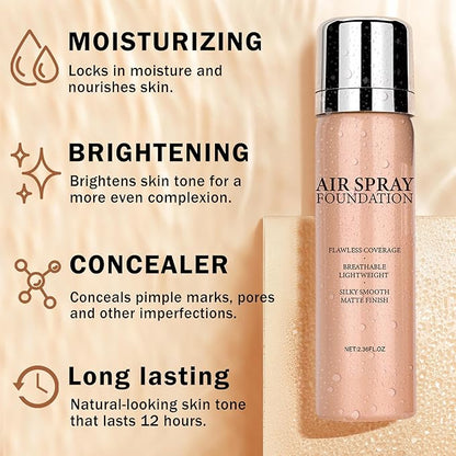 Airbrush Foundation Makeup Spray Full Coverage Foundation for Mature Skin,Long-lasting Airbrush Flawless Setting Spray,Waterproof Foundation for Smooth Radiant Skin (Natural/Warm Porcelain)