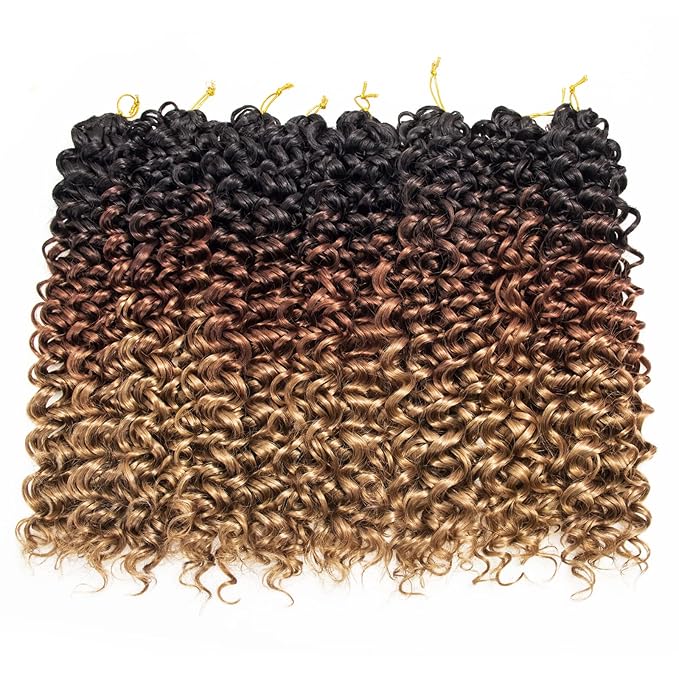 8 Packs Curly Crochet Hair GoGo Curl Crochet hair for Women Deep Wave Braiding hair,Synthetic Bohemian Crochet Braid Water Wave Crochet hair Extensions(18inch, 1B/30/27)