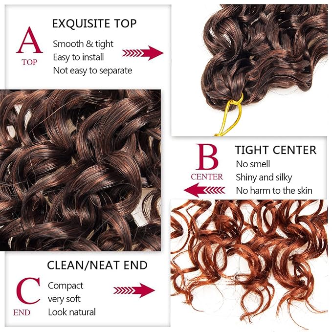8 Packs Curly Crochet Hair GoGo Curl Crochet hair for Women Deep Wave Braiding hair,Synthetic Bohemian Crochet Braid Water Wave Crochet hair Extensions (T/350, 12inch)