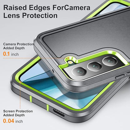 for Samsung Galaxy S22 Plus Case Galaxy S22+ Case with Kickstand Case 3-Layer Military Grade Protective Case Cover Silicone Rugged Shockproof for Galaxy S22 Plus S22+ Phone Case Gray+Green
