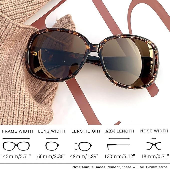 Joopin Big Womens Sunglasses Polarized Trendy Sun Glasses Large Rectangle UV Protection Rhinestone Sunnies