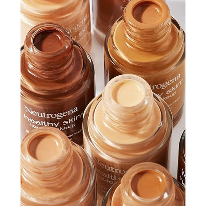 Neutrogena Healthy Skin Liquid Makeup Foundation, Broad Spectrum SPF 20 Sunscreen, Lightweight & Flawless Coverage Foundation with Antioxidant Vitamin E & Feverfew, 90 Warm Beige, 1 fl. oz