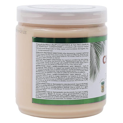 Originals by Africa's Best Cholesterol Tea Tree Oil, Rinse-Out Plus Leave in Conditioner, Repair and Revitalize Damaged, Dry, Overprocessed Hair, 15 oz