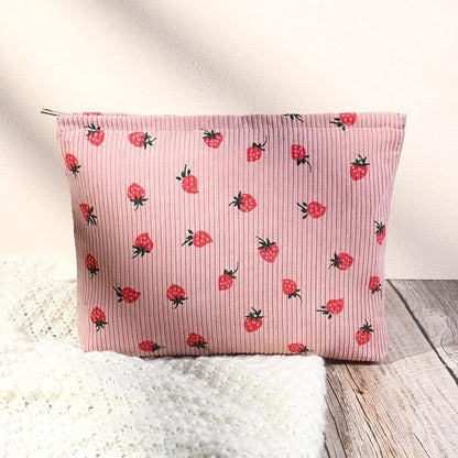 2 Pcs Cute Makeup Bag Large Cosmetic Bag Toiletry Bag Makeup Pouch Travel Bag Organizer Cute Makeup Brushes Aesthetic Accessories Storage Bag for Women Strawberry Pink Beige