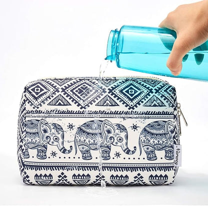Narwey Cute Makeup Bag Travel Cosmetic Bag Organizer Toiletry Bag Make Up Bags with Compartments for Women Girls (Large, Elephant)
