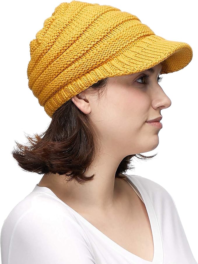 C.C Hatsandscarf Exclusives Women's Ribbed Knit Hat with Brim (YJ-131)(YJ-2023)