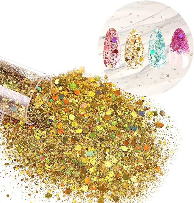 24 Color Sequins & Fine Glitter Mix - Holographic Glitter Flakes for Face, Body, Eye, Hair & Nail Art