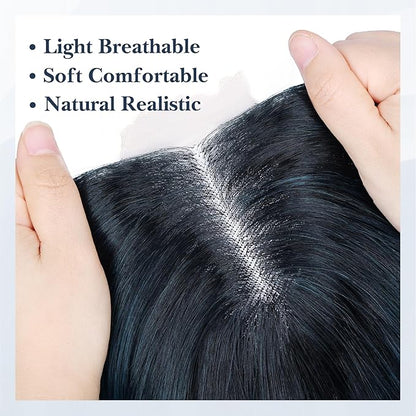 NAYOO Long Ombre Bluish Green Wavy Wig for Women 26 Inch Middle Part Lace Hairline Curly Wavy Wig Natural Looking Synthetic Heat Resistant Fiber Wig for Daily Party Use
