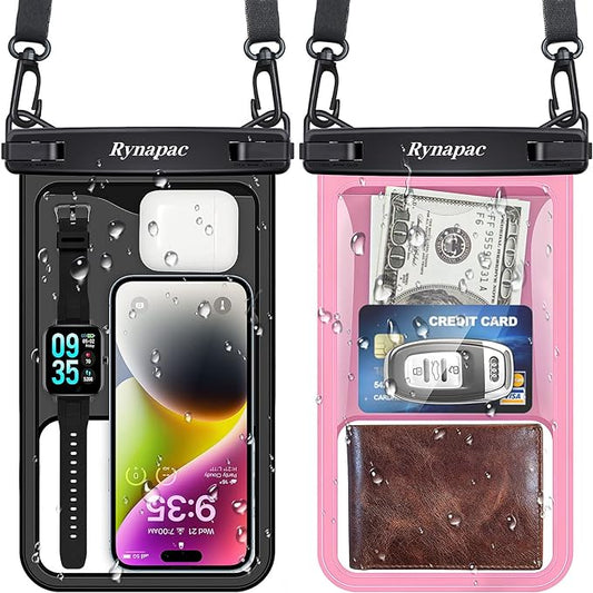 2 Pack Waterproof Phone Pouch - 10in Waterproof Phone Case with Lanyard, IPX8 Cell Phone Dry Bag Beach Cruise Ship Essentials for iPhone 16 15 14 13 Pro Max, Galaxy S24 S23 S22 Ultra