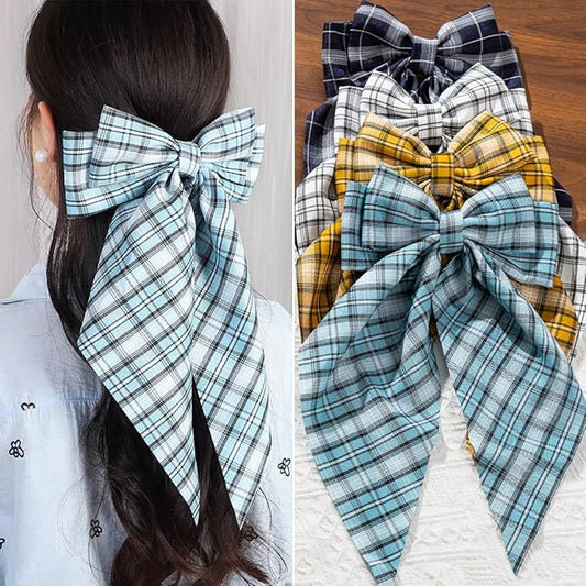 4 PCS Big Hair Bows for Women - Bow-knot Clips for Thick & Thin Hair, Nonslip Bow Claw Clips