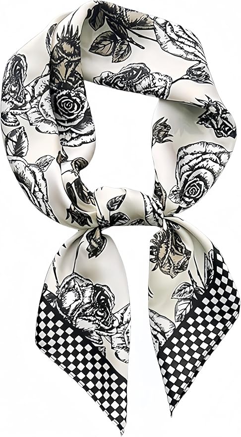MINIDORA Satin Scarves for Women 27.5 × 27.5 inches Medium Square Elegant Silk Feeling Head Scarf