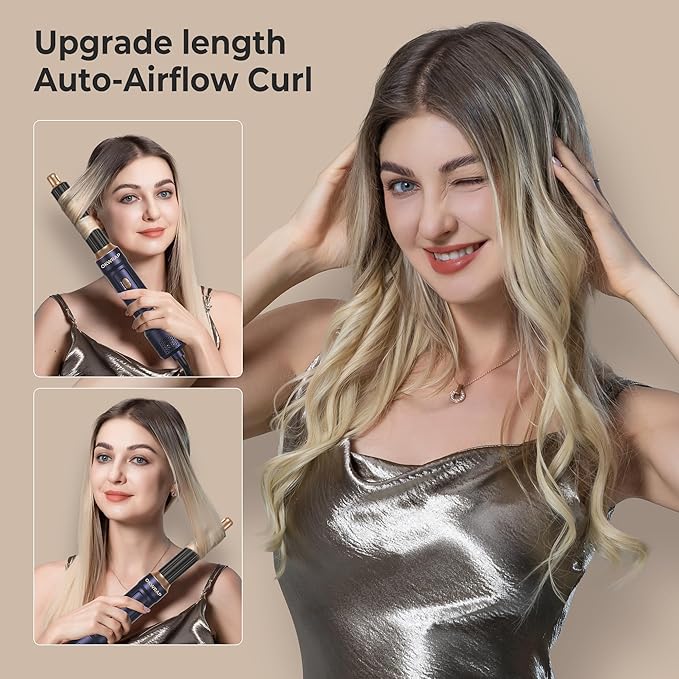 6 in ONE Blow Dryer Brush,Air Curling Iron Round Brush for Blow Out 1000W,Ionic Hair Dryer Brush for Women, Blowout Brush Air Styler Curler