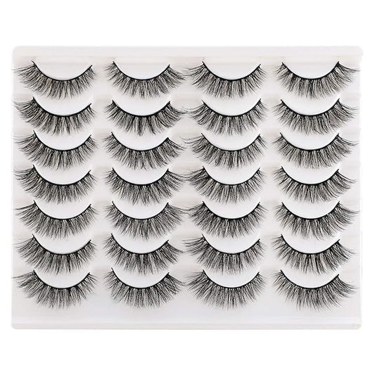 Newcally Lashes False Eyelashes Cat Eyes Wispy Natural Faux Mink Lashes 14 Pairs Pack Light Volume Short Fake Eye Lashes Multipack