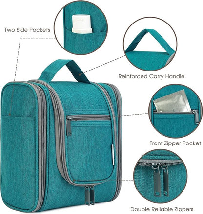 Narwey Small Hanging Travel Toiletry Bag Cosmetic Make up Organizer for Women and Men (Medium, Teal)
