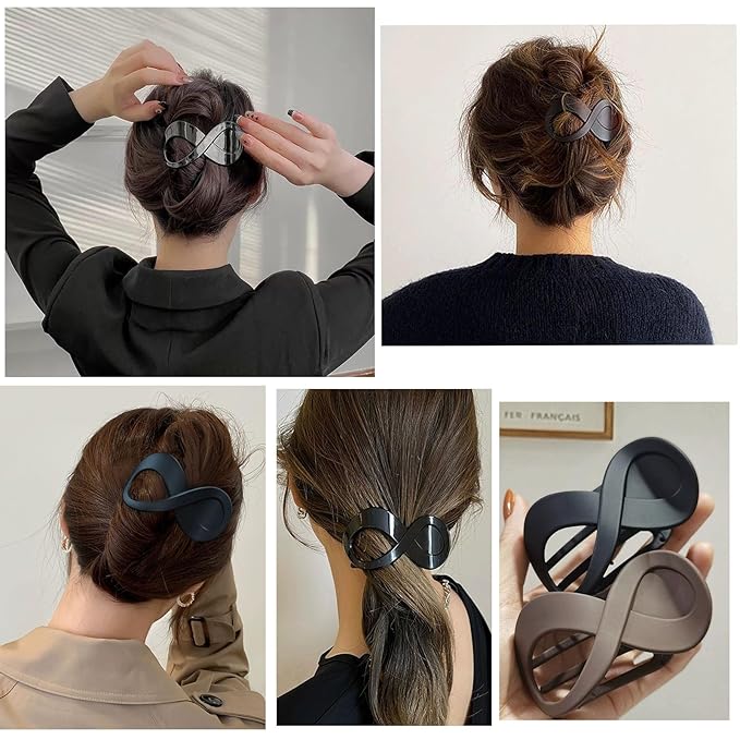 4 PCS French Concord Curved Hair Claws for Women, 3.35 Inch Volume No Slip Grip Banana Clamps for Strong Hold Hair Styling Accessories